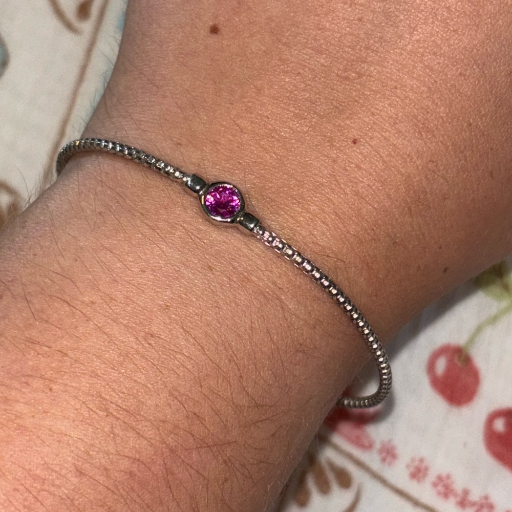 Dainty Ruby Sterling Cuff Bracelet